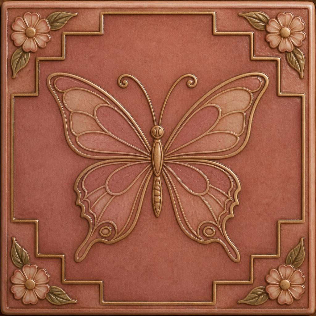 Sleeve with a gold butterfly on dusty rose